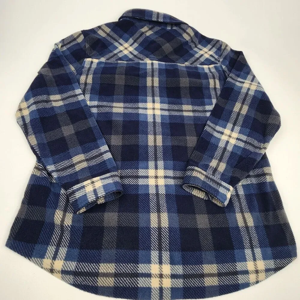 Freedom Foundry Plaid Fleece Shirt Jacket Men's XL Blue Shacket Button Front